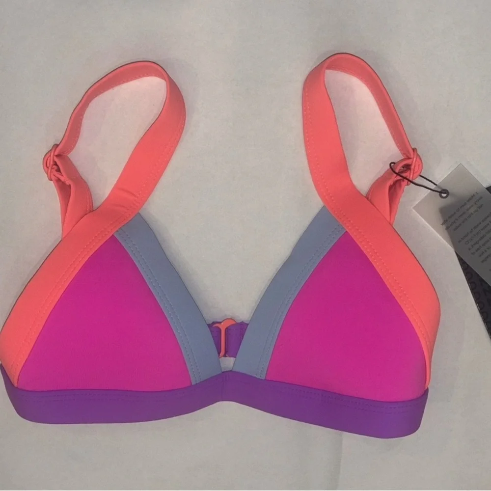 OneOne Swim Kameron Top Creta Pink and Purple Bikini with Triangle Design - Picture 3 of 4